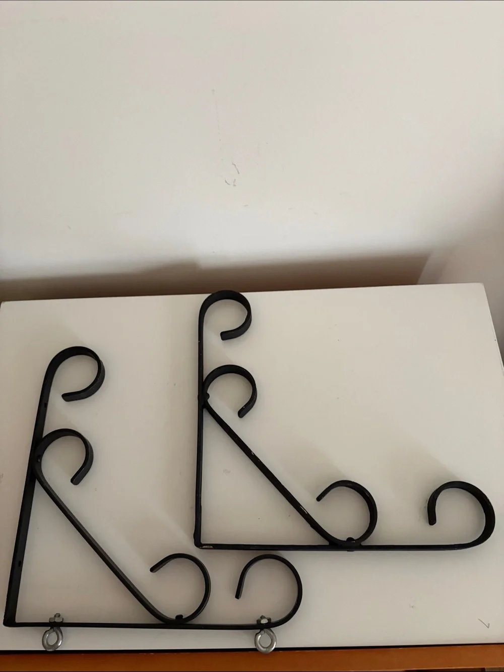 Black Scroll Iron Wall Bracket Pair - Decorative Home Wall Decor